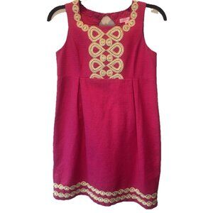 Lilly Pulitzer Girls Pink Gold Sleeveless Adelson Dress 16 Beach Coastal Travel